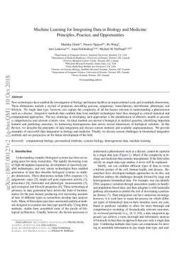 Machine Learning for Integrating Data in Biology and Medicine:
  Principles, Practice, and Opportunities