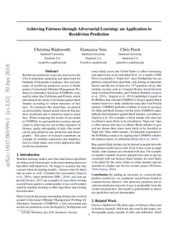 Achieving Fairness through Adversarial Learning: an Application to
  Recidivism Prediction