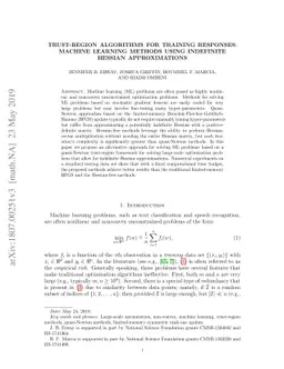 Trust-Region Algorithms for Training Responses: Machine Learning Methods
  Using Indefinite Hessian Approximations
