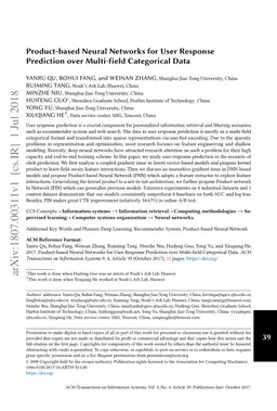 Product-based Neural Networks for User Response Prediction over
  Multi-field Categorical Data