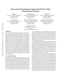 Adversarial Perturbations Against Real-Time Video Classification Systems