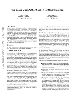 Tap-based User Authentication for Smartwatches