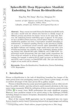 SphereReID: Deep Hypersphere Manifold Embedding for Person
  Re-Identification