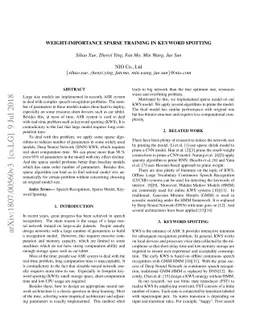 Weight-importance sparse training in keyword spotting