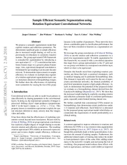 Sample Efficient Semantic Segmentation using Rotation Equivariant
  Convolutional Networks