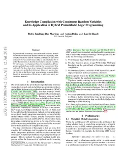 Knowledge Compilation with Continuous Random Variables and its
  Application in Hybrid Probabilistic Logic Programming