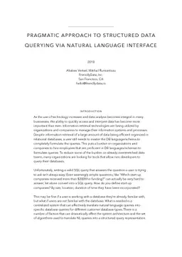 Pragmatic approach to structured data querying via natural language
  interface