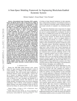 A State-Space Modeling Framework for Engineering Blockchain-Enabled
  Economic Systems