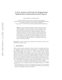 A First Analysis of Kernels for Kriging-based Optimization in
  Hierarchical Search Spaces