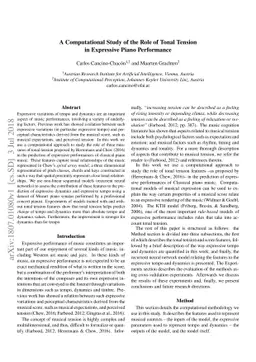 A Computational Study of the Role of Tonal Tension in Expressive Piano
  Performance
