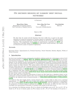 On decision regions of narrow deep neural networks