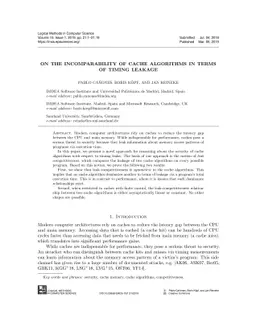 On the Incomparability of Cache Algorithms in Terms of Timing Leakage