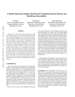 A Weakly Supervised Adaptive DenseNet for Classifying Thoracic Diseases
  and Identifying Abnormalities