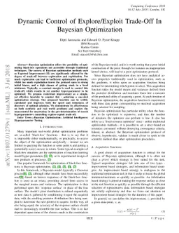 Dynamic Control of Explore/Exploit Trade-Off In Bayesian Optimization