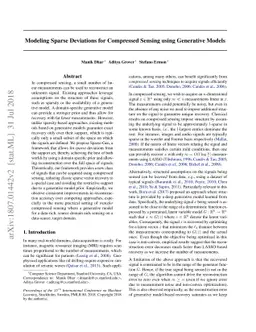 Modeling Sparse Deviations for Compressed Sensing using Generative
  Models