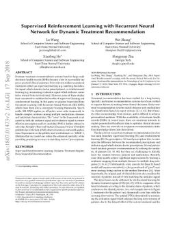 Supervised Reinforcement Learning with Recurrent Neural Network for
  Dynamic Treatment Recommendation