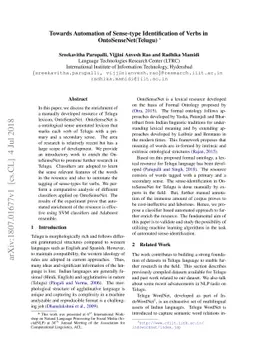 Towards Automation of Sense-type Identification of Verbs in
  OntoSenseNet(Telugu)