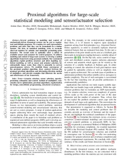Proximal algorithms for large-scale statistical modeling and
  sensor/actuator selection