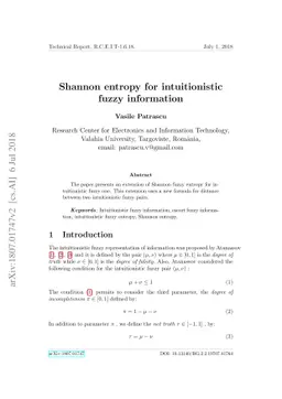 Shannon entropy for intuitionistic fuzzy information