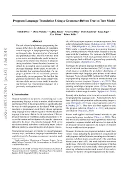 Program Language Translation Using a Grammar-Driven Tree-to-Tree Model