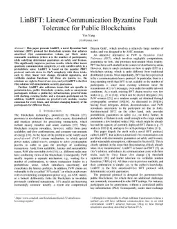 LinBFT: Linear-Communication Byzantine Fault Tolerance for Public
  Blockchains