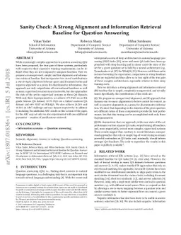 Sanity Check: A Strong Alignment and Information Retrieval Baseline for
  Question Answering