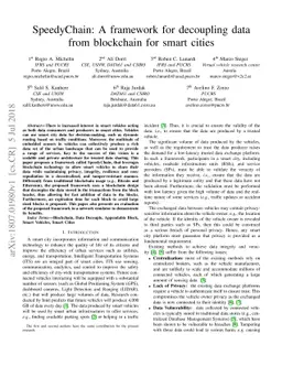SpeedyChain: A framework for decoupling data from blockchain for smart
  cities