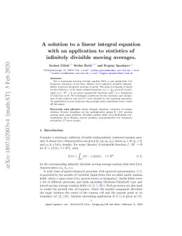 A solution to a linear integral equation with an application to
  statistics of infinitely divisible moving averages