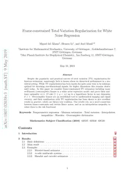 Frame-constrained Total Variation Regularization for White Noise
  Regression