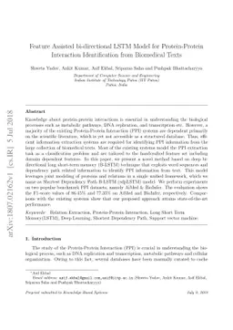 Feature Assisted bi-directional LSTM Model for Protein-Protein
  Interaction Identification from Biomedical Texts