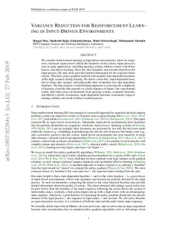 Variance Reduction for Reinforcement Learning in Input-Driven
  Environments