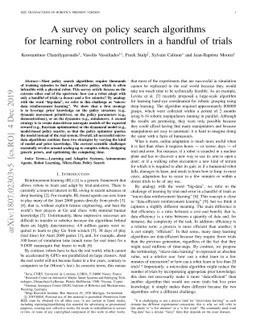 A survey on policy search algorithms for learning robot controllers in a
  handful of trials