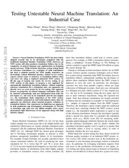 Testing Untestable Neural Machine Translation: An Industrial Case
