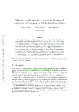 Schoenberg coefficients and curvature at the origin of continuous
  isotropic positive definite kernels on spheres