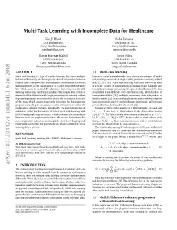 Multi-Task Learning with Incomplete Data for Healthcare