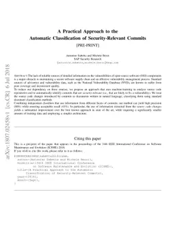 A Practical Approach to the Automatic Classification of
  Security-Relevant Commits