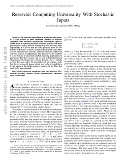 Reservoir Computing Universality With Stochastic Inputs