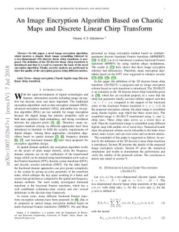 An Image Encryption Algorithm Based on Chaotic Maps and Discrete Linear
  Chirp Transform