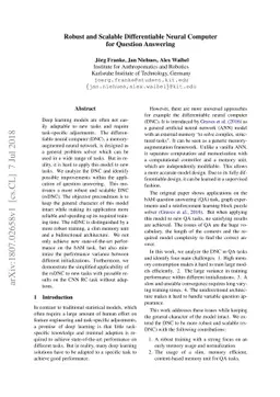 Robust and Scalable Differentiable Neural Computer for Question
  Answering