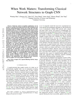 When Work Matters: Transforming Classical Network Structures to Graph
  CNN