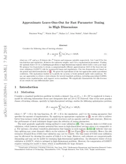 Approximate Leave-One-Out for Fast Parameter Tuning in High Dimensions