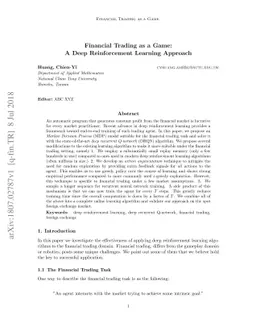 Financial Trading as a Game: A Deep Reinforcement Learning Approach