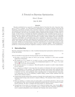 A Tutorial on Bayesian Optimization