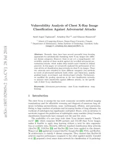 Vulnerability Analysis of Chest X-Ray Image Classification Against
  Adversarial Attacks