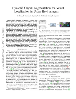 Dynamic Objects Segmentation for Visual Localization in Urban
  Environments