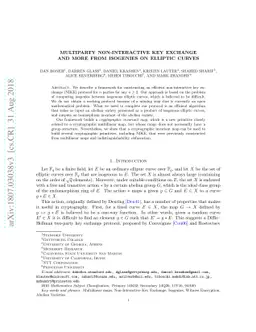 Multiparty Non-Interactive Key Exchange and More From Isogenies on
  Elliptic Curves