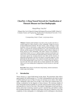 ChestNet: A Deep Neural Network for Classification of Thoracic Diseases
  on Chest Radiography