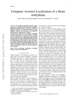 Computer Assisted Localization of a Heart Arrhythmia