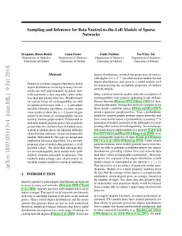 Sampling and Inference for Beta Neutral-to-the-Left Models of Sparse
  Networks