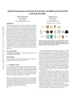 Outfit Generation and Style Extraction via Bidirectional LSTM and
  Autoencoder